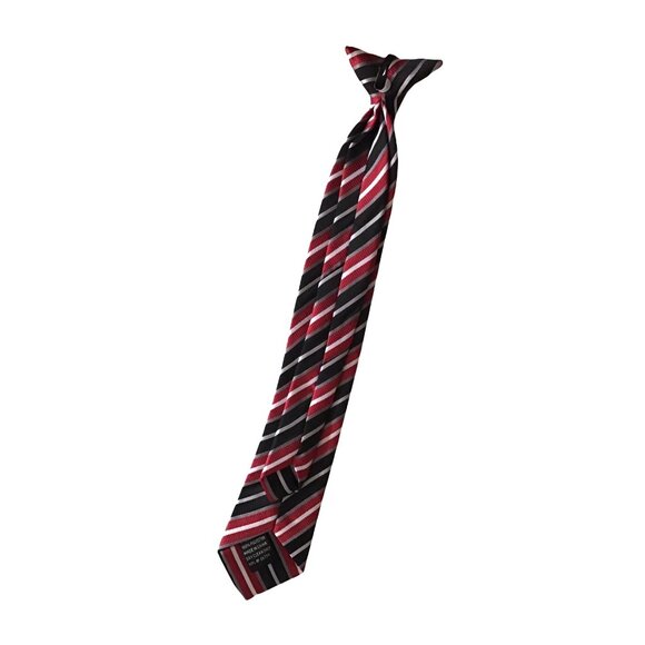 Toddler Boy  Clip Tie Red/ Black/ White stripe - Picture 2 of 3